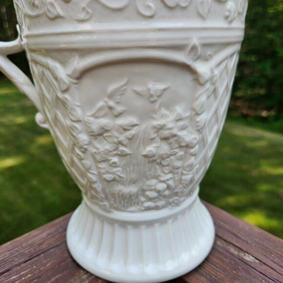 Belleek Powerscourt Pitcher Applied Floral Decorated Panels Heritage Collection - Picture 5 of 13